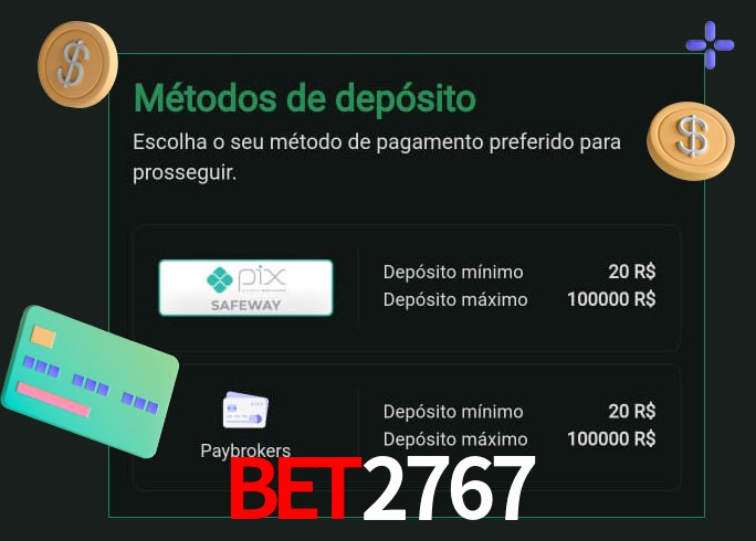 O cassino bet2767 oferece uma grande variedade de métodos de pagamento